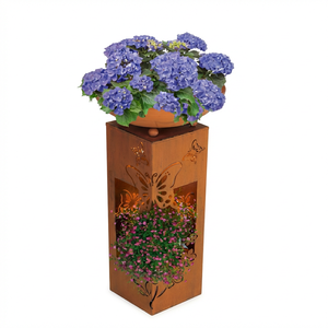 Garden Light Corten Steel Rust Colour Bollard Lights Solar Light <b>Post</b> With Laser Cut Pattern - Product Image 3