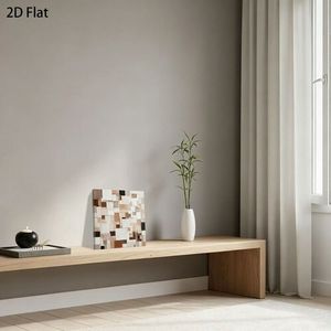 Art mural abstrait minimaliste neutre en patchwork carré, impression de texture géométrique plate 2D, décoration pour la maison, la chambre à coucher, le bureau - Product Image 2