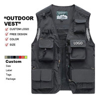 Gilet de travail pratique pour l'extérieur, à séchage rapide, personnalisé en gros, respirant, multi-poches, pour la pêche, avec logo