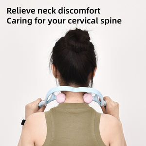 Herramienta de masajeador de rodillos Manual de mano, masaje de cuello profundo <span class=keywords><strong>Self</strong></span> Shiatsu de punto de presión dual para hombres y mujeres - Product Image 3