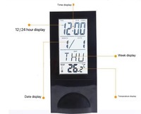 Horloge de bureau numérique transparente verticale LCD moderne traditionnelle de qualité supérieure avec fonction de répétition, thermomètre et calendrier électronique