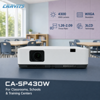 Projecteur professionnel CAAVITS 4300 lumens 1280x800 3LCD pour l'éducation, les salles de classe, les écoles, les centres de formation
