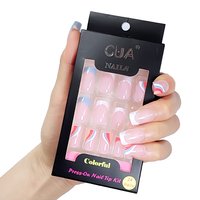 Faux ongles carrés courts irisés rose doré scintillants en ABS pour design d'ongles, fantaisie, élégants, mariage, anniversaire