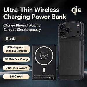 <span class=keywords><strong>Batterie</strong></span> <span class=keywords><strong>externe</strong></span> ultra-mince 5,5 mm sans fil 3-en-1 avec chargement magnétique, chargeur portable sécurisé PD 20W, <span class=keywords><strong>batterie</strong></span> solide à l'oxyde de lithium-cobalt - Product Image 5