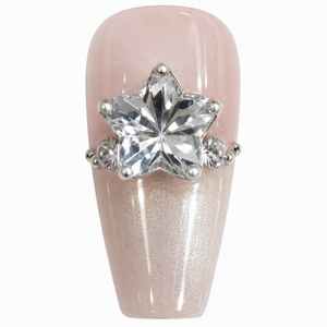 Uñas Postizas con Punta Francesa 3D con Logotipo Personalizado, Adorno de Diamantes, Cobertura Completa, Manicura Coffin para Dedos - Product Image 2