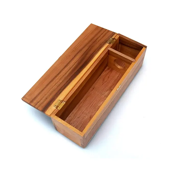 Acácia caixa de vinho de madeira para um presente perfeito e uma ótima impressão, caixa de vinho de madeira sólida com tampa dobradiça, caixa de presente de madeira para vinho