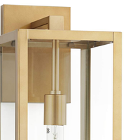 Applique murale de jardin minimaliste moderne en laiton doré avec verre transparent, lampe murale carrée pour patio, villa, jardin, éclairage extérieur