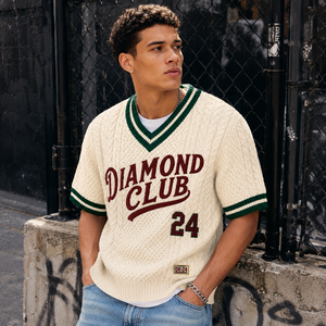 Pull en tricot torsadé style maillot de baseball, personnalisable avec nom et numéro, pour les jours de match, pull sportif - Product Image 1