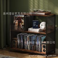 Support de tourne-disque en métal à trois niveaux avec plateforme pour tourne-disque, séparateurs réglables, étagère de rangement pouvant contenir jusqu'à 300 disques vinyles