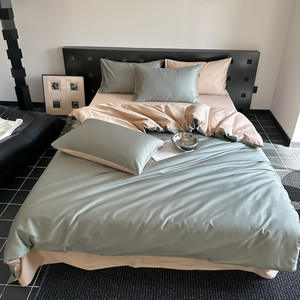 Set di fogli di piumino estivo personalizzati all'ingrosso Duplex di colore solido lavato tra cui quattro cappelli da letto - Product Image 6