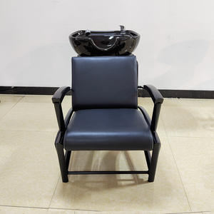 Fauteuil <span class=keywords><strong>de</strong></span> lavage <span class=keywords><strong>de</strong></span> cheveux professionnel confortable en fer noir pour salon <span class=keywords><strong>de</strong></span> coiffure et barbier, vente en gros à prix abordable - Product Image 2
