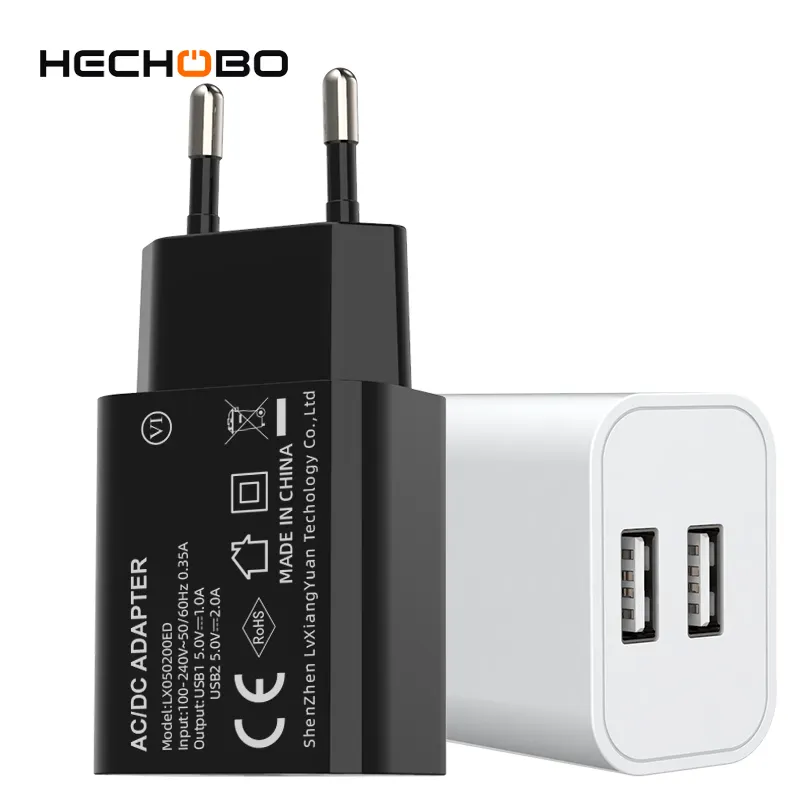 HECHOBO USB duvar şarj adaptörü 10w 5v2a 5v 2a çift usb bağlantı noktaları güç adaptörü 2 X USB 3 yıl CE ROHS ab tak nemlendirici için