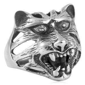 Wolf Head <b>Ring</b> Silver Men's Punk Animal Hollow Jewelry Gift 213024 - Product Image 5