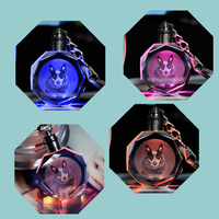 Porte-clés LED 3D en cristal personnalisé, lampe décorative, porte-clés gravé avec lumière nocturne colorée pour cadeau de vacances