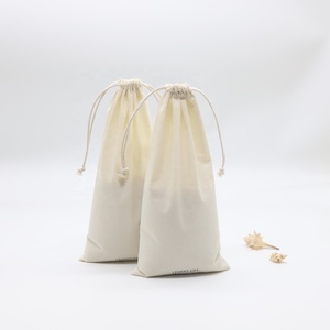 Pochette en coton naturel écologique, emballage en tissu, sac à cordon pour cadeau, sac à provisions en coton mousseline biologique avec cordon en coton - Product Image 6