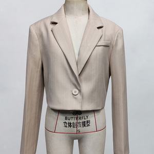 Blazer Corto Casual Personalizado OEM/ODM, Nuevo, Color Sólido con Rayas Finas - Product Image 2