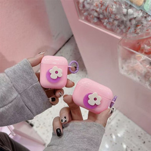 Korean-style fresh 3D purple and white floral shockproof earphone case with <b>ring</b> buckle compatible with for AirPods1/<b>2</b>/3/4/<b>Pro</b> <b>2</b> - Product Image 5