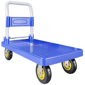 Folding Flatbed Trolley Four-Wheel Steel Platform Hand Cart Black Foldable Portable Household Use - Product Image 4