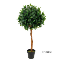 4FT 120CM Faux Evergreen Leaf Bonsai Pflanze Fake Bay Lorbeer baum Künstlicher Ball Topiary Baum für moderne Home Office Haus Dekor