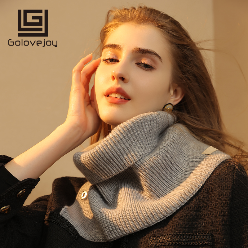 GOLOVEJOY-bufanda de lana acrílica para mujer, chales de Color liso, cálidos, para invierno