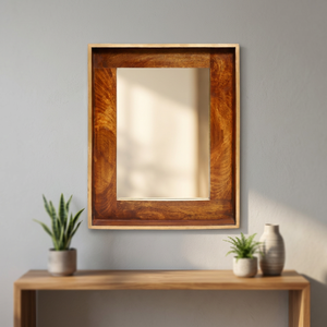 Handcrafted Wood <b>Framed</b> Mid Century Modern Eco-friendly Mirror | Home Decor Wall Mount OEM Custom Wholesale MOQ 50 Pcs - Product Image 2