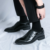 Nouvelles Chaussures Habillées Décontractées pour Hommes en Cuir PU Italien, à Lacets, Style Oxford, Idéales pour les Fêtes et le Bureau