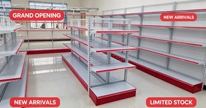 Factory Price YuanHong Multi-Layer Steel Epoxy Powder Coated Supermarket Gondola Shelves Double-<b>Sided</b> L-Shaped Adjustable Height - Product Image 6