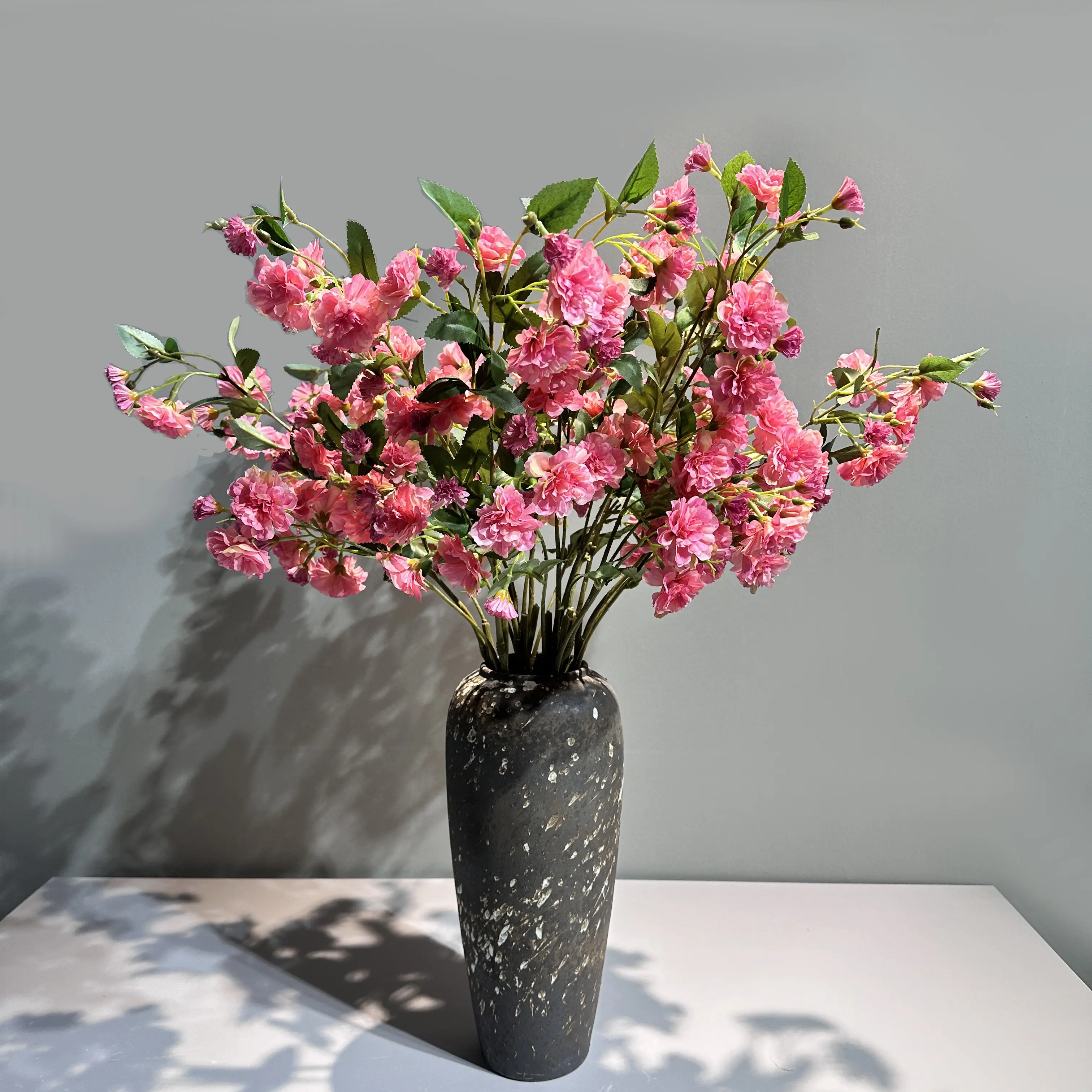 Groothandel Lange Steel 3 Heads Rosa Multiflora Bloem Kunstmatige Roos Bloem Takken Voor Bruiloft Home Decoraties
