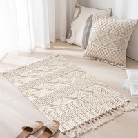Gewebter quadratischer Teppich für Wohnzimmer, Schlafzimmer, Nachttisch, Bodenmatte, modernes, einfaches geometrisches Muster, maschinenwaschbar, anpassbar