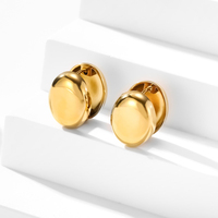 Boucles d'oreilles clous en acier inoxydable 316L pour femmes, clous à charnière, plaqué or 18 carats, argent, hypoallergéniques, épaisses, rondes, en forme de disque