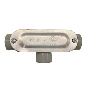 Cuerpo de conducto en <span class=keywords><strong>T</strong></span> roscado de aluminio gris troquelado de 1/2-4 pulgadas con juego de caja de conexiones de cubierta de acero estampado que incluye junta de tornillo - Product Image 3