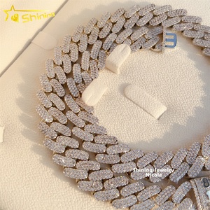 Heren Sieraden Hiphop Iced 16Mm 925 Zilver Wit Goud Miami Cubaanse Schakel Ketting Luxe Moissanite Cubaanse Ketting - Product Image 5