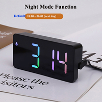 Reloj Despertador Inteligente Electrónico Minimalista Moderno, Control por Voz, Sensor de Luz, Modo Nocturno, Espejo LED Digital para Dormitorio