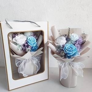 Saint <span class=keywords><strong>Valentin</strong></span> 2024, venta al por mayor, Rosa natural, flor azul, Rosa preservada, suministros de floristería, regalo de boda de lujo, Rosa preservada - Product Image 4