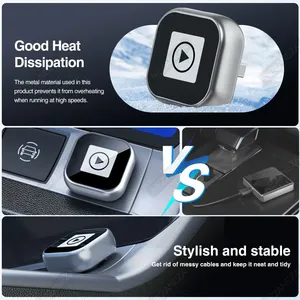 กล่อง Carplay ไร้สายคุณภาพสูง ดองเกิล USB รองรับ Apple Carplay และ <span class=keywords><strong>Android</strong></span> <span class=keywords><strong>Auto</strong></span> พร้อมอะแดปเตอร์ USB C ดีไซน์แบบโมโนลิธิก - Product Image 3