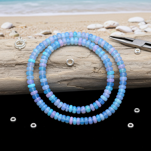 Natural Blue Fire <b>Opal</b> Smooth Rondelle Shape 16-inch Natural Blue <b>Opal</b> Gemstone Beads for <b>Necklace</b> Bracelet Jewelry Making - Product Image 3