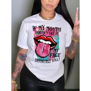 T-shirts surdimensionnés graphiques pour femmes urbaines personnalisées Y2k Tee Top Streetwear Fashion Sports Graphic Letter Plain Print Girls T-shirt - Product Image 6
