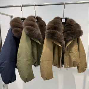 Giacca Invernale Corta da <span class=keywords><strong>Donna</strong></span>, <span class=keywords><strong>Impermeabile</strong></span>, Spessa, con Pelliccia di Volpe Importata - Product Image 2