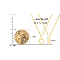 Article transfrontalier le plus vendu : Collier superposable parfait avec pendentif lune compact et raffiné en laiton plaqué or véritable, modèle X381