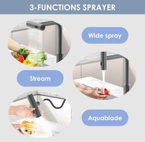 ก๊อกน้ำห้องครัวแบบดึงลงได้และหัวฉีด3ฟังก์ชันก๊อกน้ำห้องครัว - Product Image 5