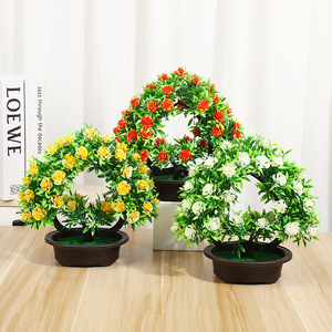 Rose artificielle en pot en forme de cœur Yiwu Datuo Florist pour décoration de mariage – Rouge, rose, jaune, blanc, rouge coucher de soleil - Product Image 2