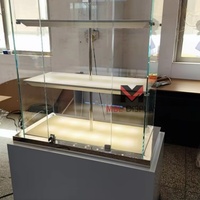 OEM Kommerzieller Moderner Ausstellungs-Präsentationsstand mit LED-Beleuchtung Aufbewahrungsschrank Basis Ladenkiosk Schmuck-Uhren-Glasvitrine