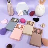 Ensemble professionnel de 5 pinceaux de maquillage synthétiques vegan pour le visage et le correcteur, avec logo personnalisé