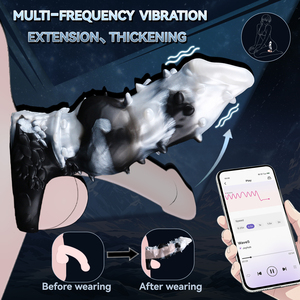 YOCY Manchon de stimulation côtelé pour hommes OEM, Gaine de pénis à gros nœuds, Agrandisseur de pénis, Vibrateur à 10 modes avec contrôle par application - Product Image 5