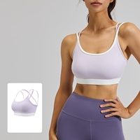 Yutuo Damen Sport-BH mit hoher Unterstützung, schnelltrocknend, Vier-Wege-Stretch, Logo vorne, atmungsaktiv, U-Ausschnitt, farblich abgestimmt, für Yoga und Fitness