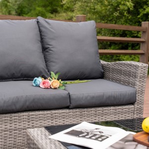 Sofá impermeable de mimbre de estilo europeo para patio, juegos de conversación al aire libre, muebles de jardín de ratán modernos, sillones de hotel - Product Image 3