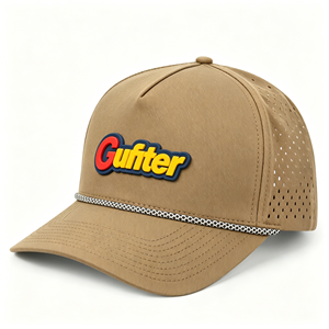 OEM Custom 3D Embroidery Logo Laser Cut Holes Performance Golf Hats Breathable Hydro Nylon Rope Waterproof Snapback Baseball <b>Cap</b> - Product Image 3