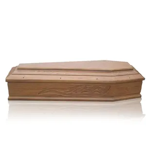 High quality satin interior cheap wood coffin for cremation for italian market