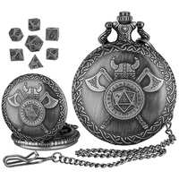 Boîte de montre de poche rétro argent/or avec des donjons mystérieux et des dragons avec un ensemble de mini dés étui polyédrique