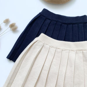 Jupe plissée pour bébé fille, automne 2021, vêtements en tricot pour tout-petits, beige uni, noir - Product Image 3